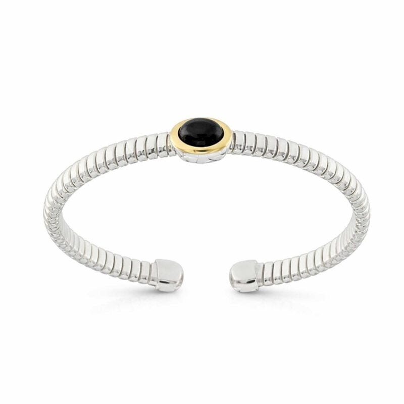 Bracciale Tubogas in argento con testina in oro e onice