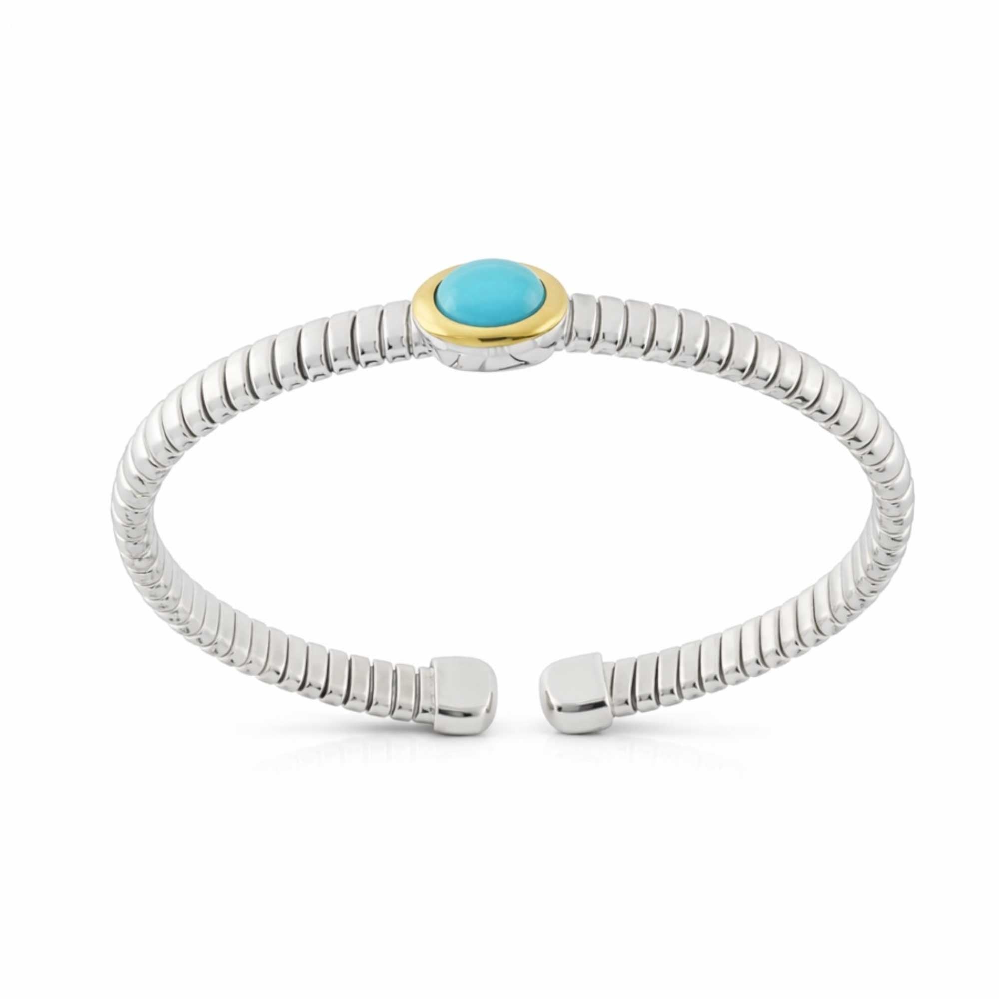 Bracciale Tubogas in argento testina oro pasta di turchese