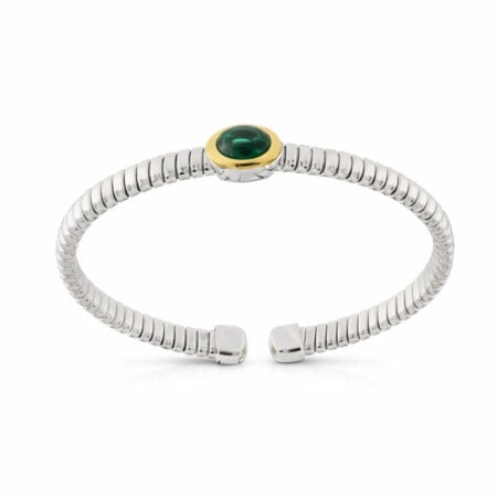Bracciale Tubogas argento fili oro agata verde