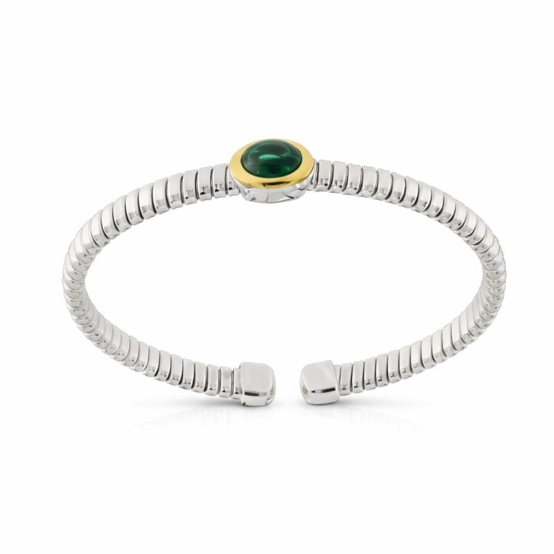 Bracciale Tubogas argento fili oro agata verde