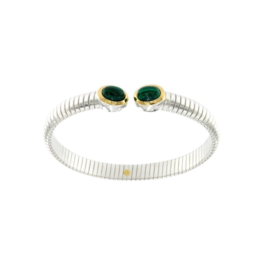 Bracciale Tubogas in argento 925 con finitura oro e malachite bracelet in sterling silver with gold finishing and malachite sconto discount