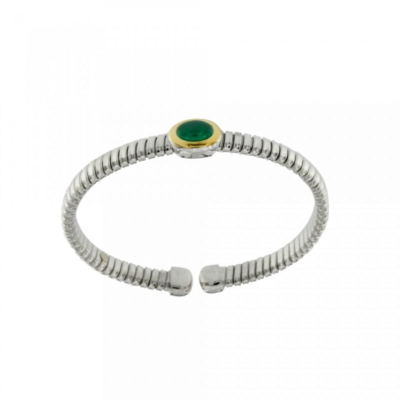 NUOVA bracciale-tubogas-a-molla-in-argento-925-con-testina-in-oro-18ct-e-agata-verde-BRT026AV-960x960