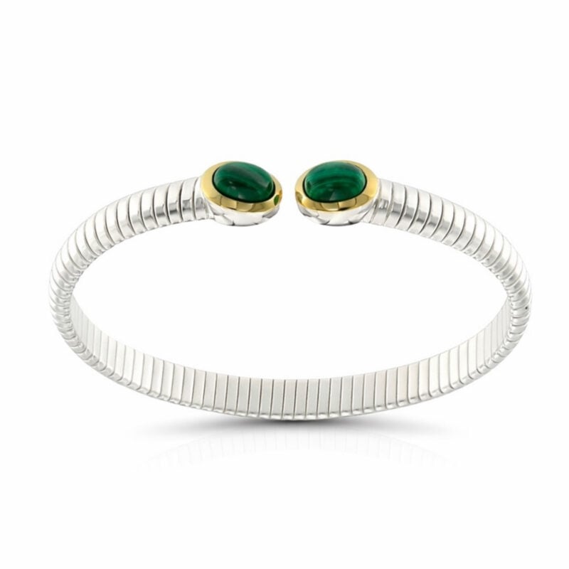 Bracciale Tubogas argento oro e malachite