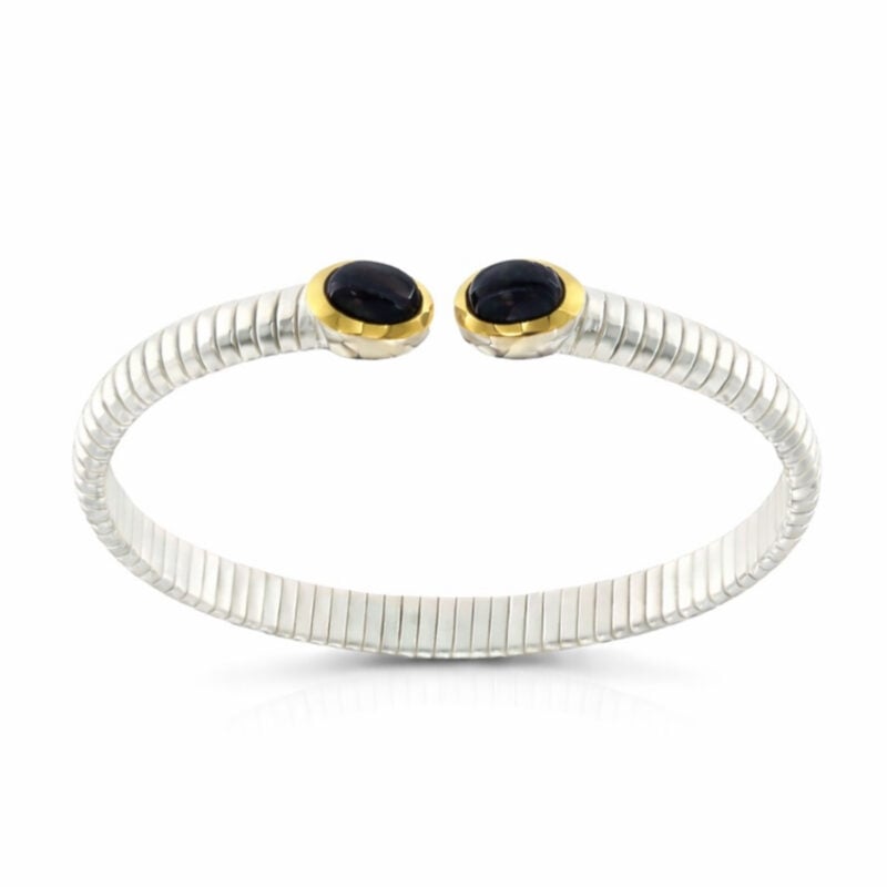 Bracciale Tubogas argento oro e onici