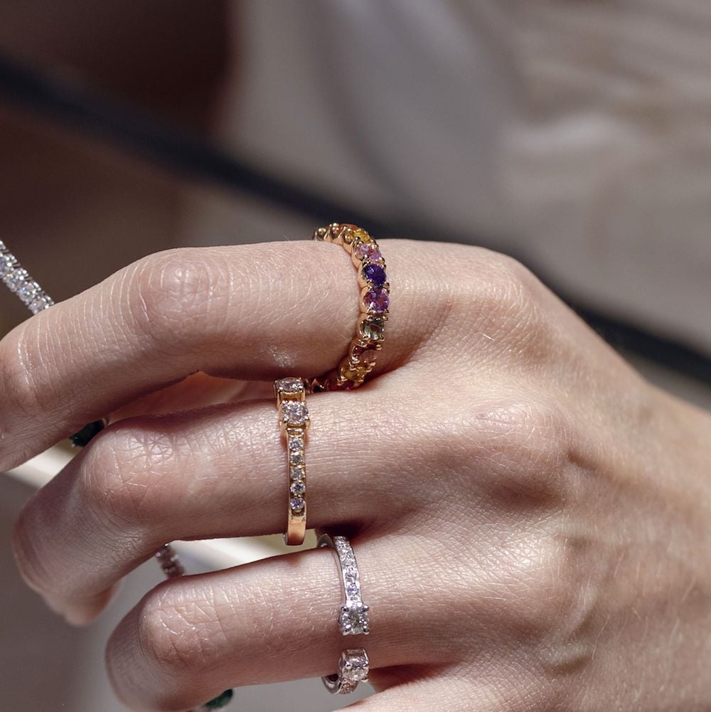 Anello Gaia oro rosa zaffiri multicolor - immagine 2