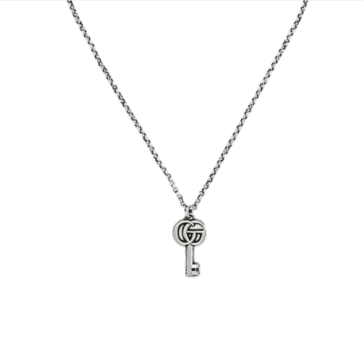 Collana GUCCI con chiave con Doppia G NECKLACE DISCOUNT SCONTO SILVER