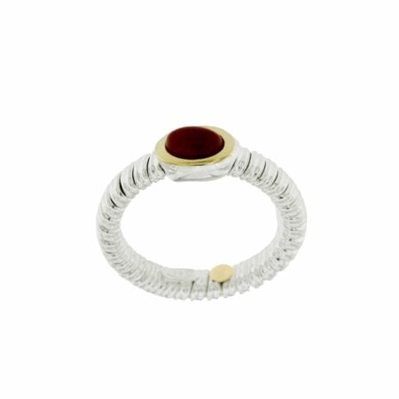 ANELLO TUBOGAS ARGENTO ORO CORNIOLA RING SILVER GOLD TRIM AND CORNELIAN sconto discount