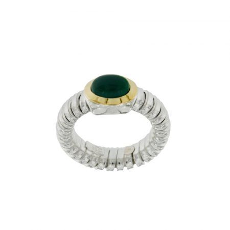 Anello tubogas argento oro Agata Verde