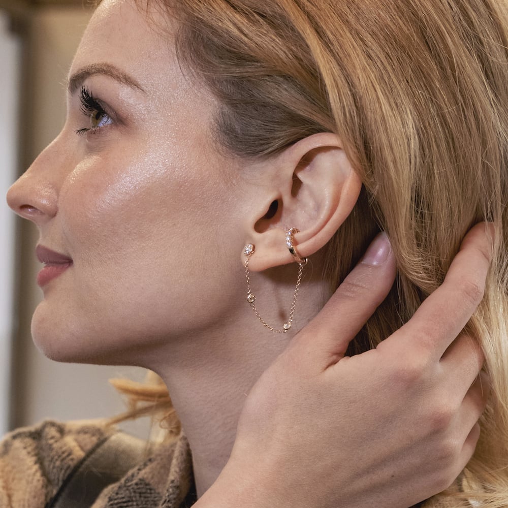 Monorecchino Helix oro rosa brillanti - immagine 4