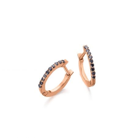 GB007ORBL orecchini al lobo oro rosa diamanti neri earrings black diamonds sconto discount