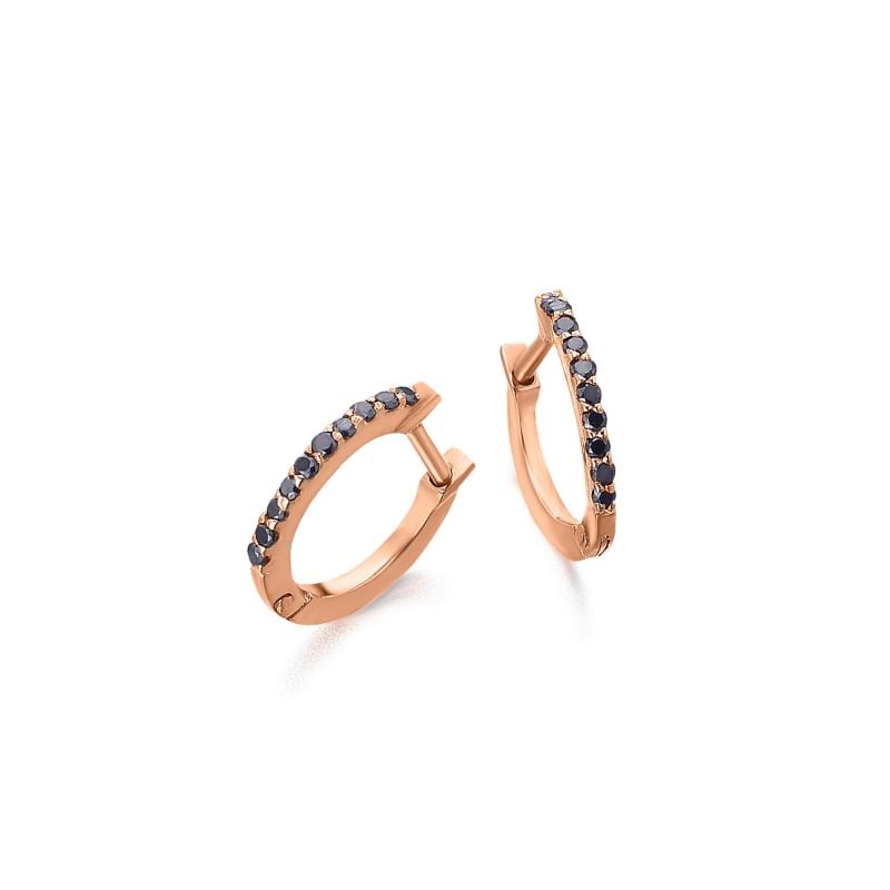 GB007ORBL orecchini al lobo oro rosa diamanti neri earrings black diamonds sconto discount