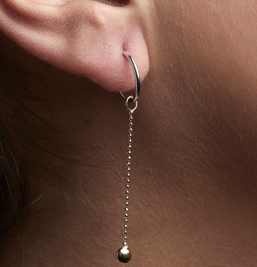 LE CARRÈ orecchini cerchi catena oro bicolore