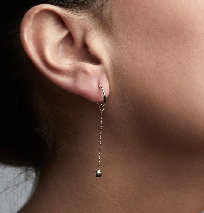 LE CARRÈ orecchini cerchi catena oro bicolore