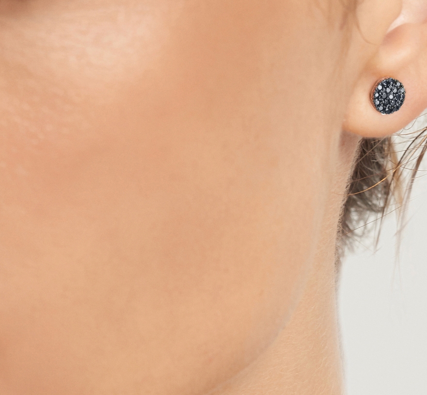 LE CARRÈ orecchini oro rosa diamanti neri