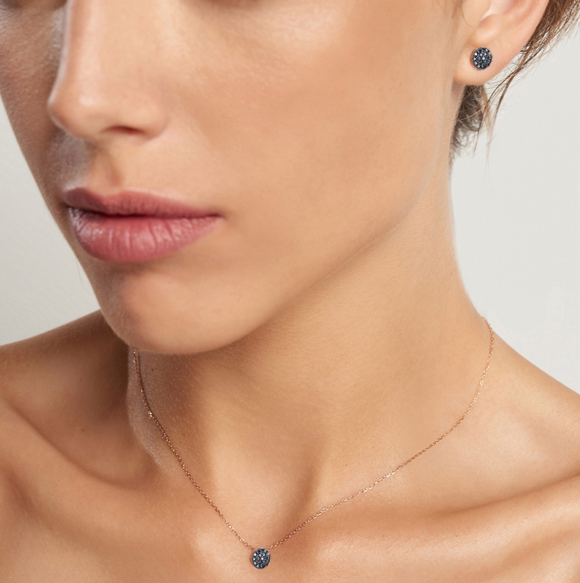 LE CARRÈ orecchini oro rosa diamanti neri