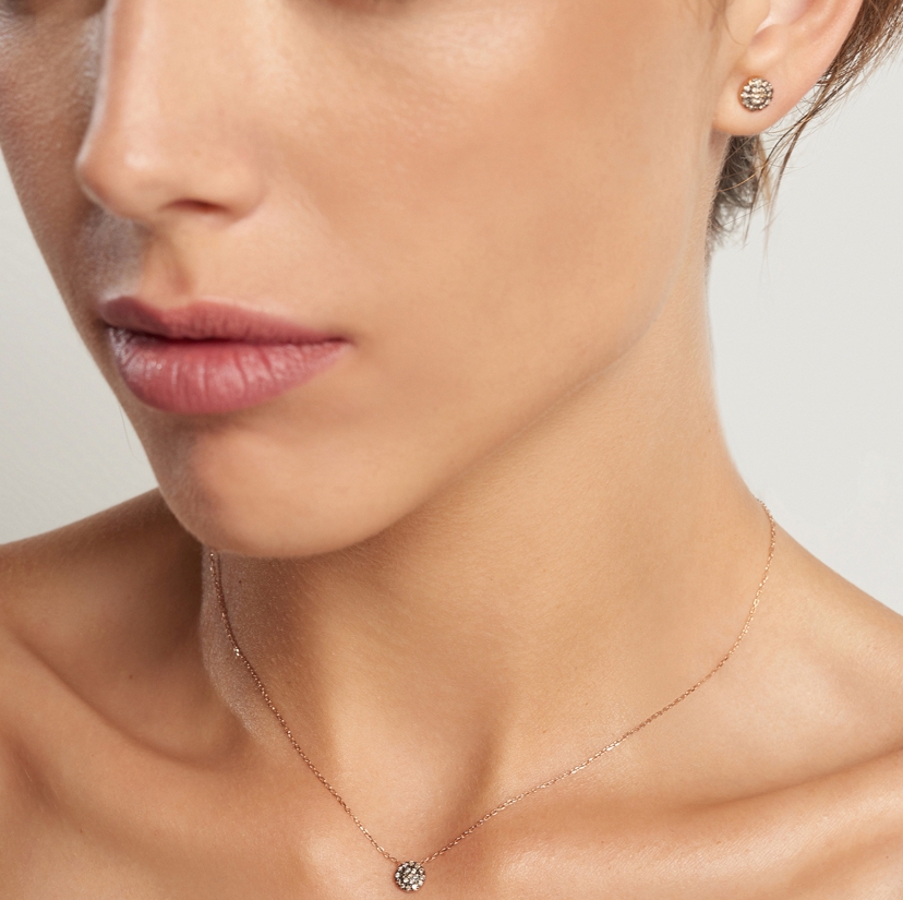 LE CARRÈ orecchini oro rosa diamanti brown