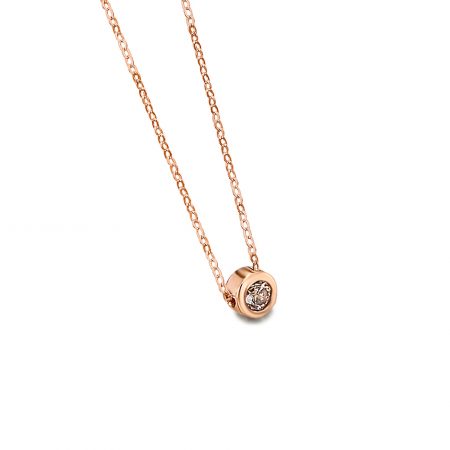 GD024ORBr collana or rosa diamante brown gold rose necklace diamond discount sconto