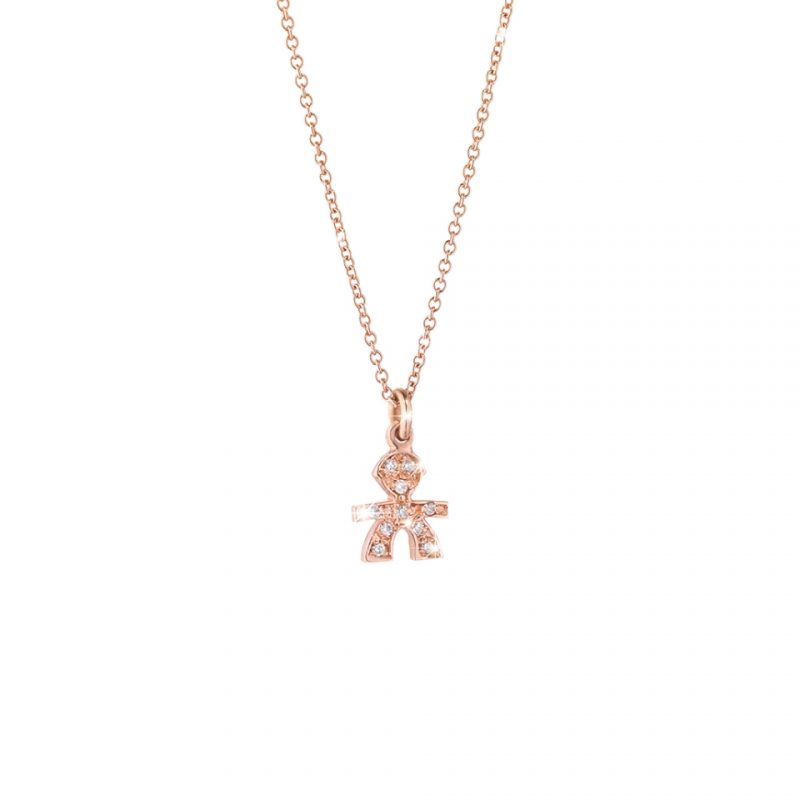 LBB323 collana le bebè diamanti maschietto oro rosa