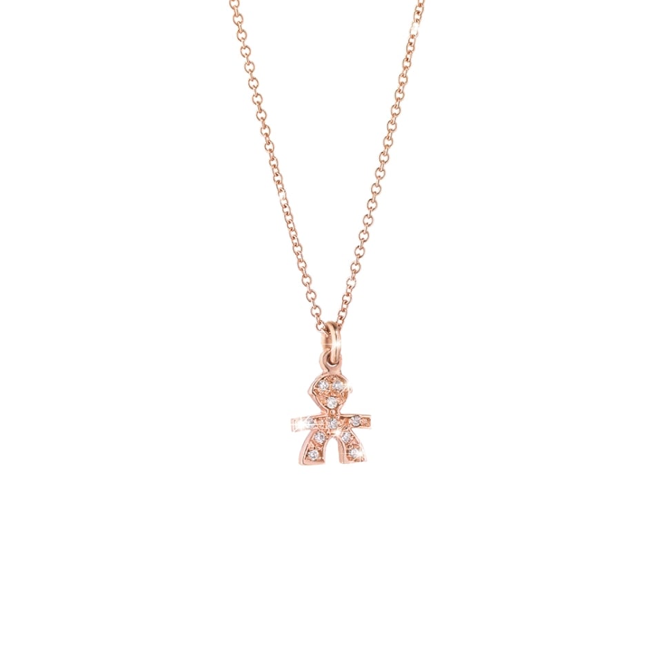LBB323 collana le bebè diamanti maschietto oro rosa