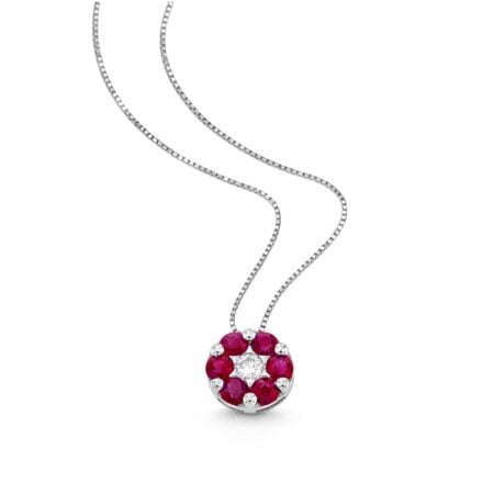 Diamonds and Rubies Flowers Necklace