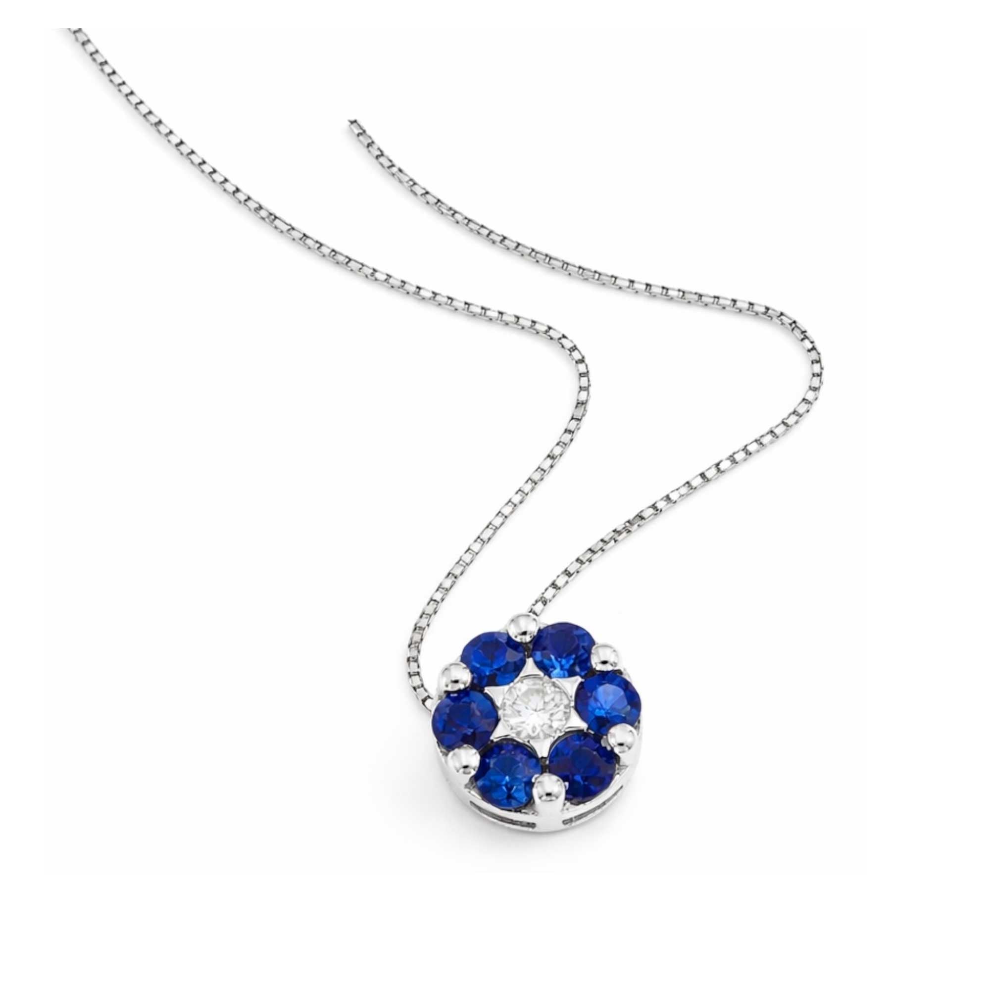 Sapphires and diamond Flowers Necklace
