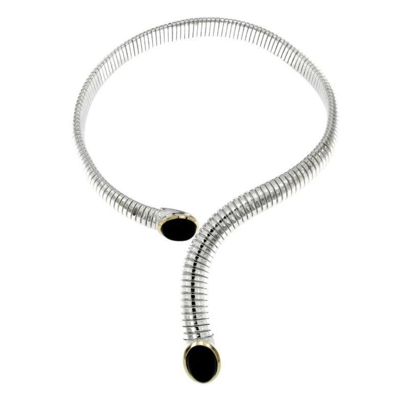 collana tubogas argento oro onice neclace onix silver gold discount codice sconto