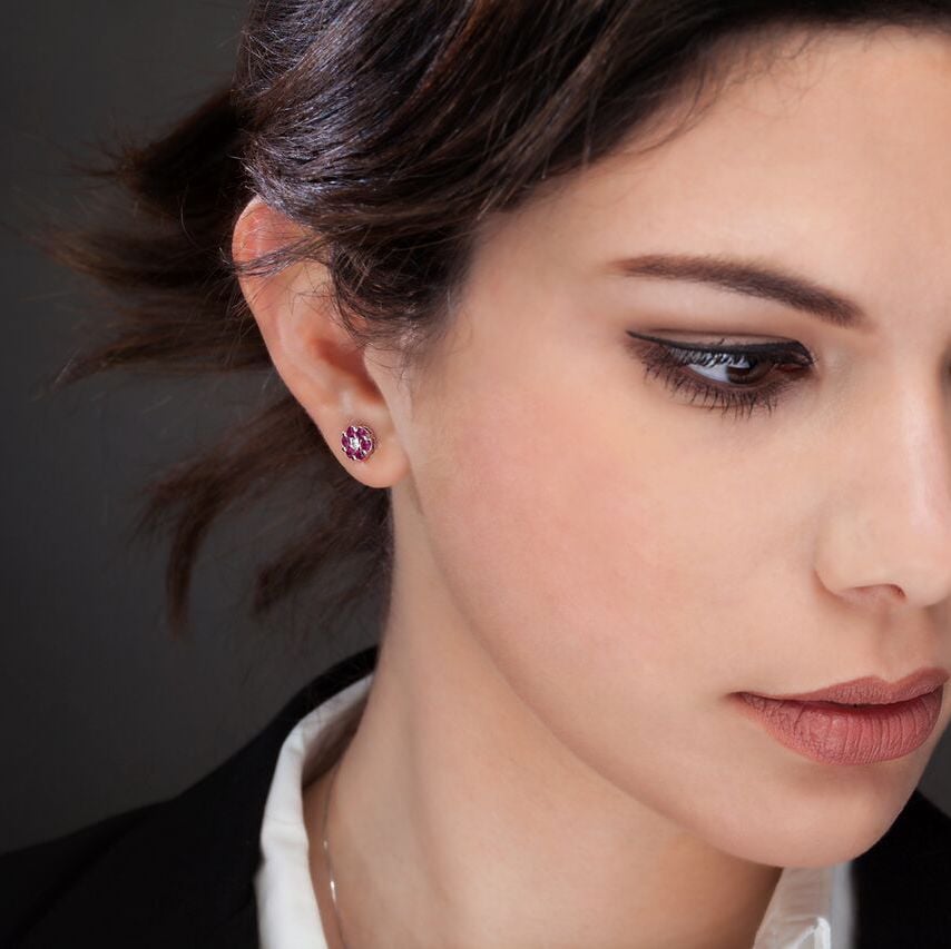 orecchini rubini flowers e diamanti diamonds rubies earrings