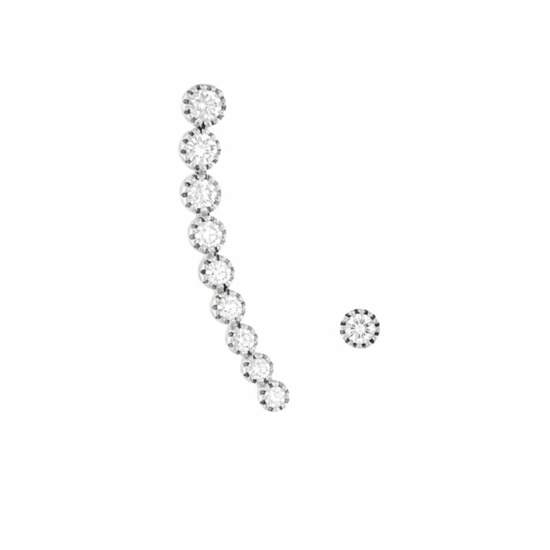 Orecchini oro bianco asimmetrici con brillanti