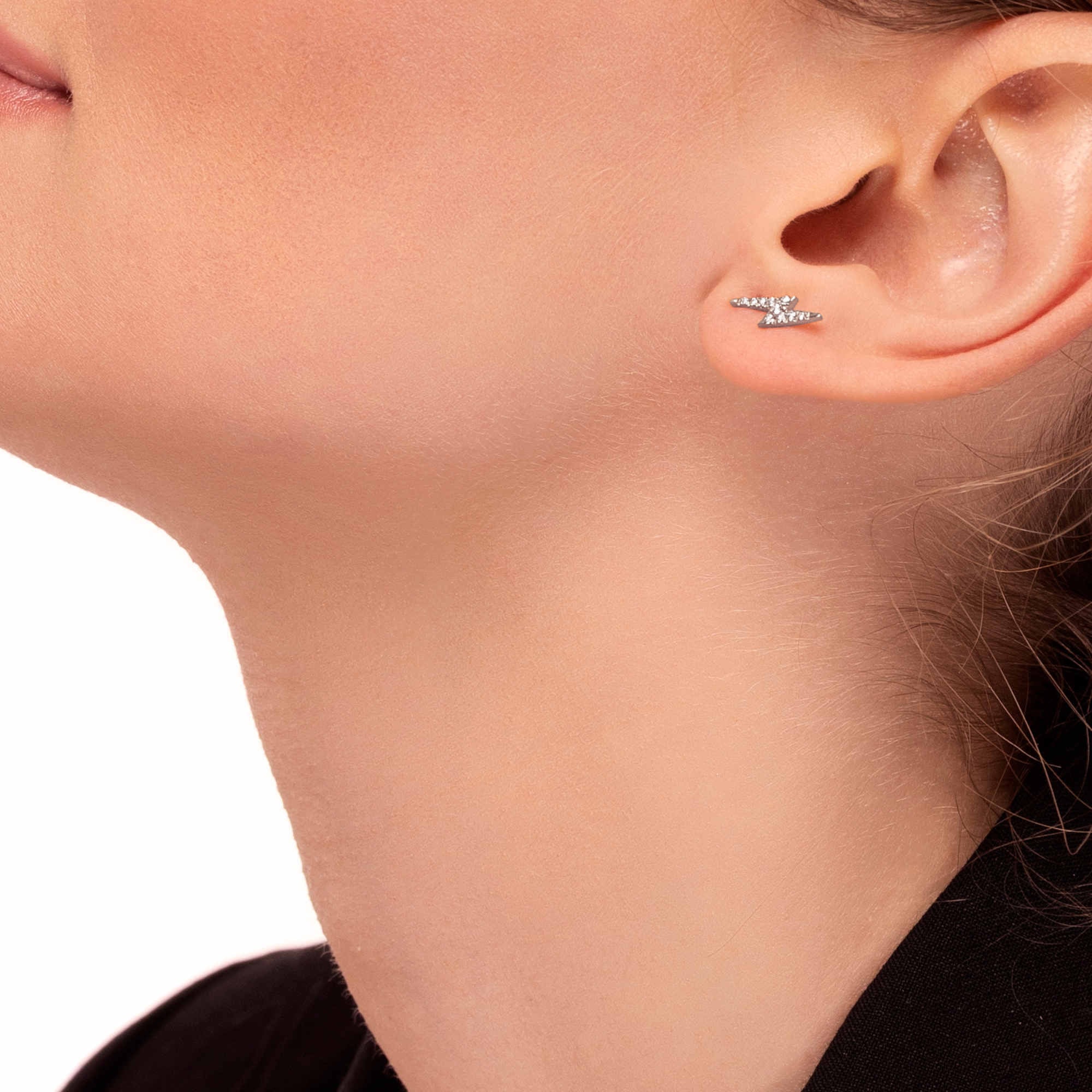 Monorecchino fulmine oro bianco con brillanti - immagine 3