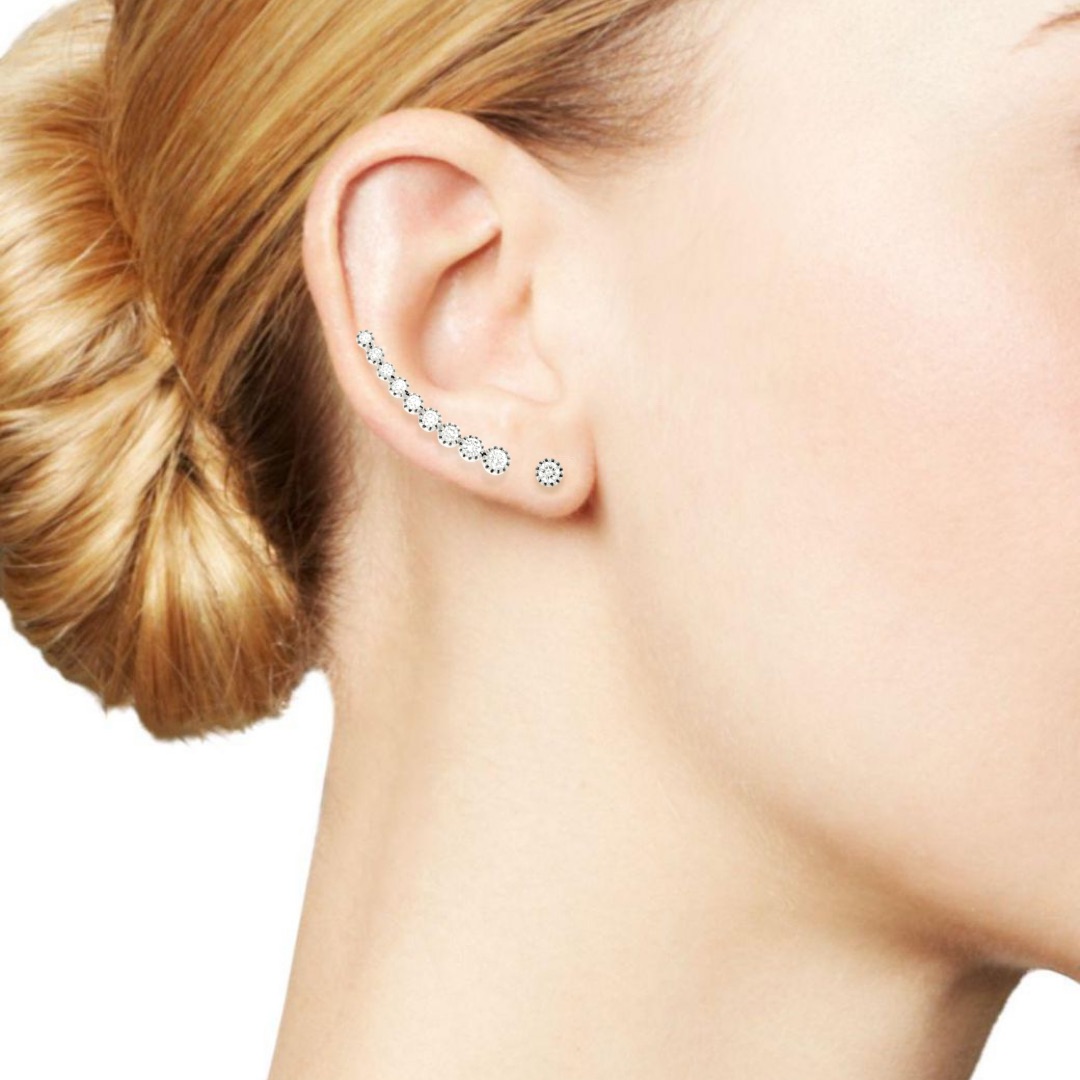 Orecchini oro bianco asimmetrici con brillanti - immagine 5