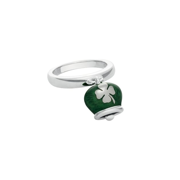 discount sconto Anello Et Voilà campanella double face, in argento e smalto verde quadrifoglio ring silver bell