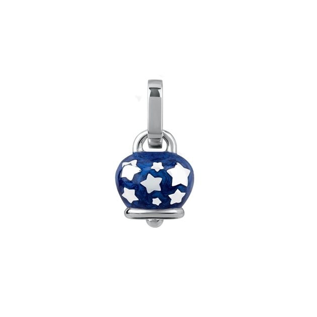 Chantecler Ciondolo micro campanella double face in argento e smalto blu stelline pendant bell starsblue discount silver sconto