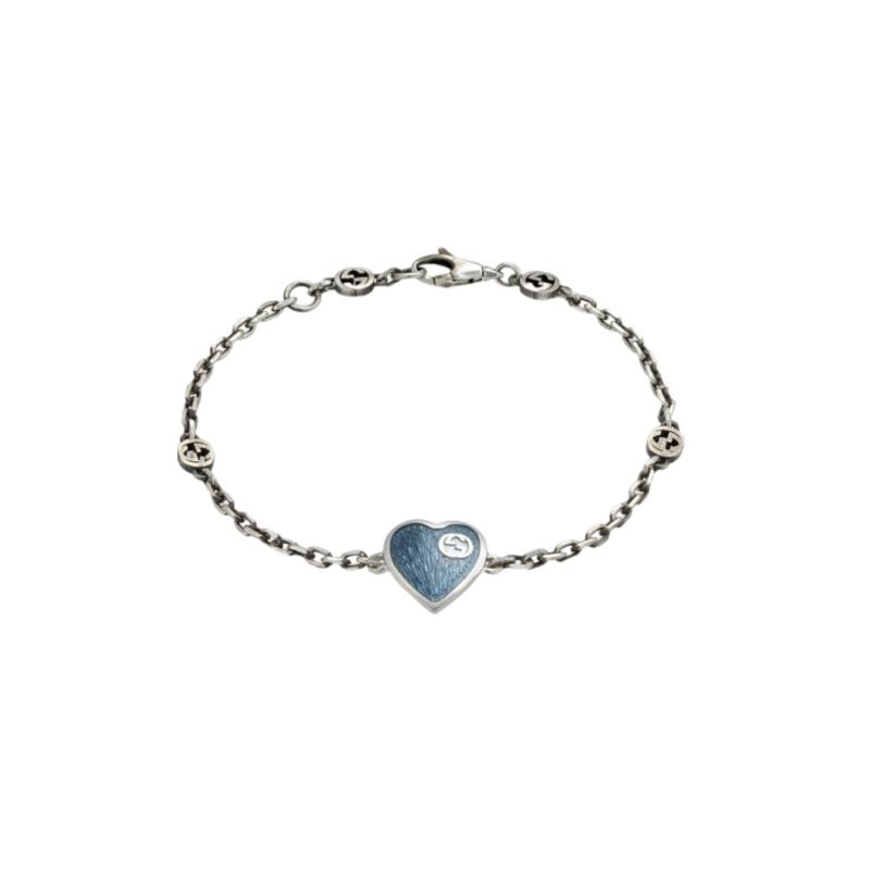645546_J89B4_8490_001_100_0000_Light-Bracciale-con-cuore-in-smalto-GG BRACCIALE BRACELET BLUE SCONTO DISCOUNT