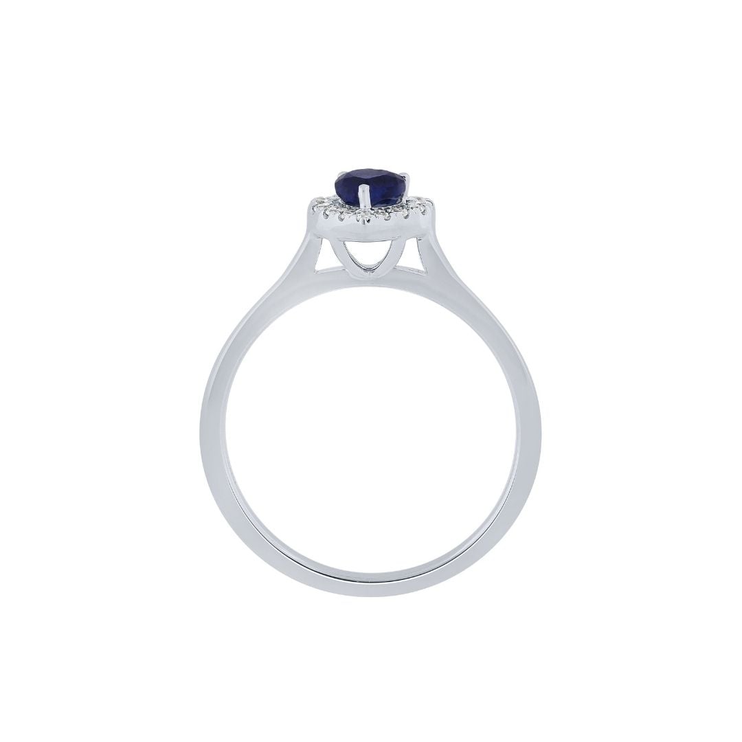 Anello oro bianco con zaffiro cuore engagement heart ring sapphire sconto discount