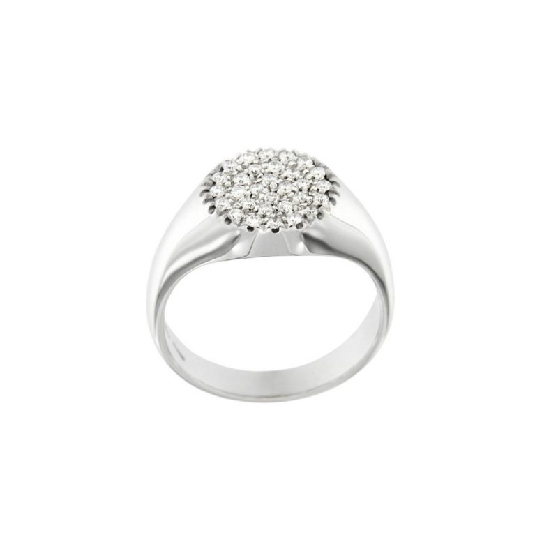 anello mignolo oro-bianco lucido DIAMANTI bianchi CHEVALIER PINKY RING SCONTO DISCOUNT