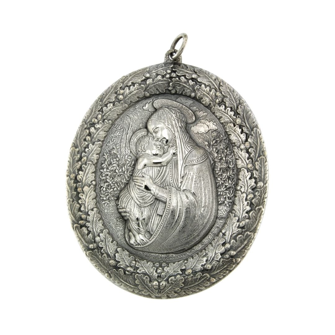  MADONNA DEL ROSETO MEDAGLIONE MEDAL SILVER ARGENTO BUCCELLATI CIONDOLO PENDANT SCONTO DISCOUNT