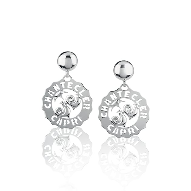 orecchili chantecler logo galli e sole piccoli small earrings silcer sun rooster discount sconto 38916_11936