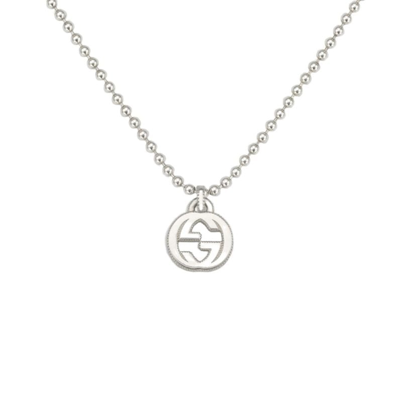 GUCCI INTERLOCKING G ARGENTO COLLANA SCONTO DISCOUNT 479219 J8400 8106 NECKLACE