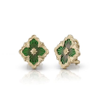 EAR017814 orecchini opera in oro giallo e smalto cattedrale verde buccellato earrings sconto discount