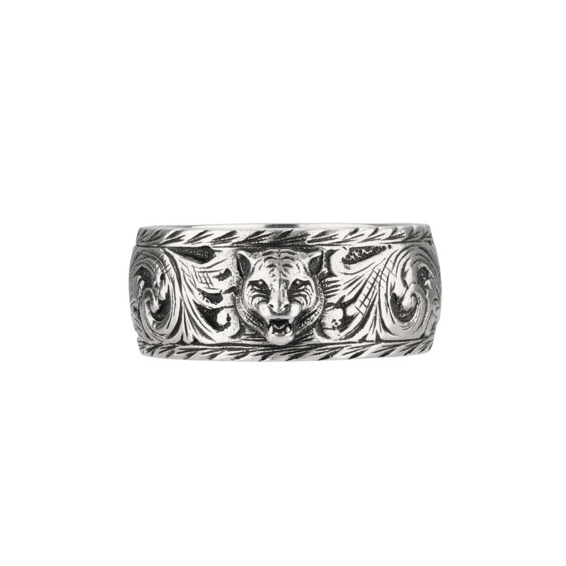 433571_J8400_0811_001_100_0000_Light-Anello-sottile-in-argento-con-dettaglio-felino ANELLO GUCCI RING SILVER SCONTO DISCOUNT