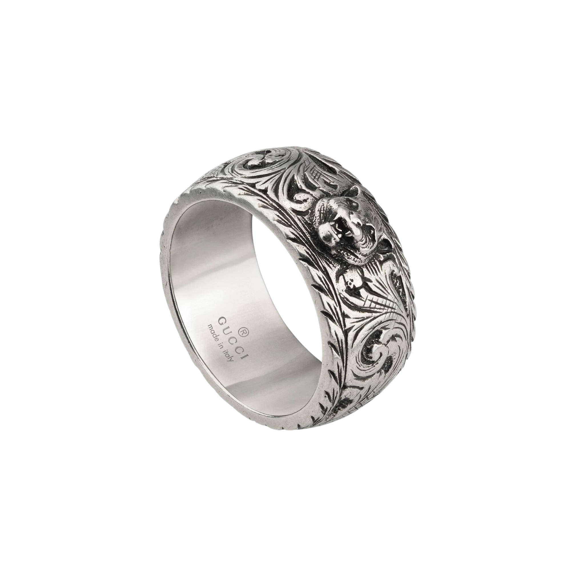 433571_J8400_0811_001_100_0000_Light-Anello-sottile-in-argento-con-dettaglio-felino ANELLO GUCCI RING SILVER SCONTO DISCOUNT