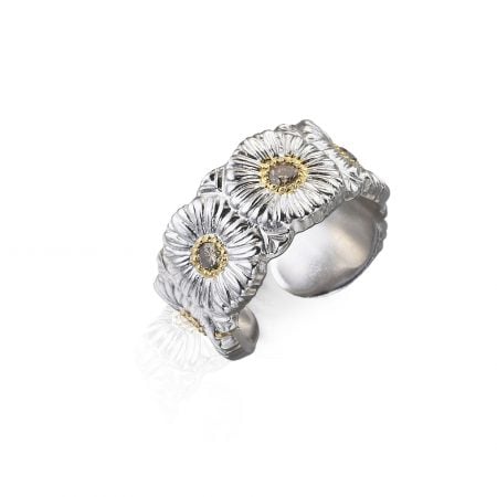 ETE012383 eternelle margherite argento 925 placato oro con brillanti brown BUCCELLATI SCONTO DISCOUNT