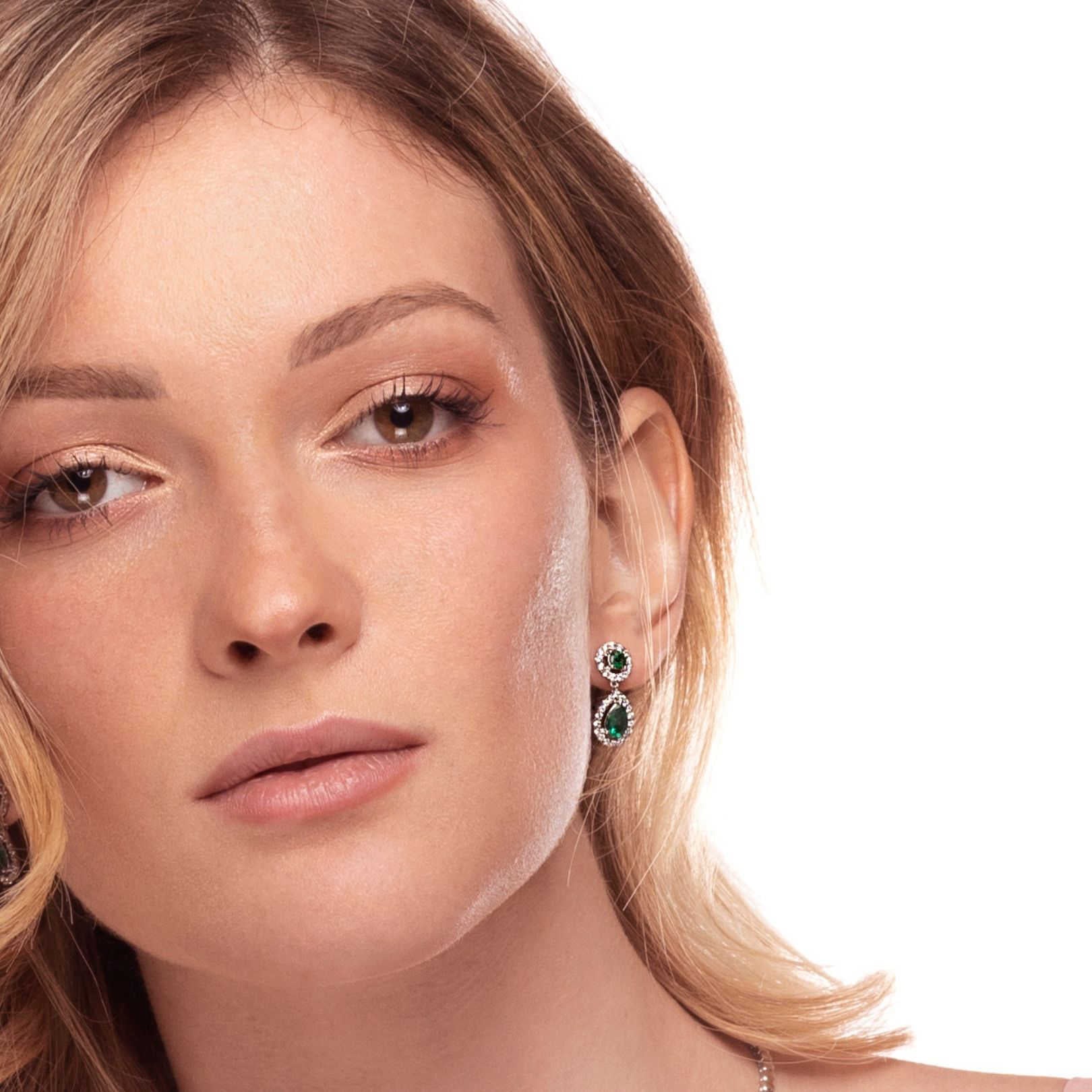 Orecchini diamanti smeraldi E180255S emeralds diamonds earrings sconto discount