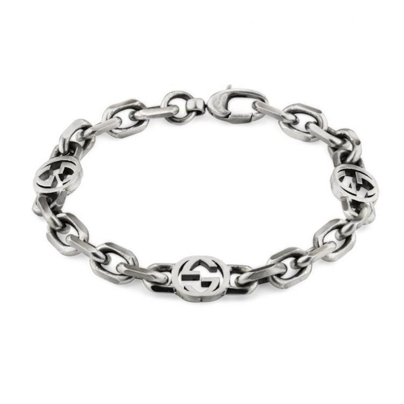 YBA620798001 (4) BRACCIALE GUCCI INTERLOCKIN ARGENTO
