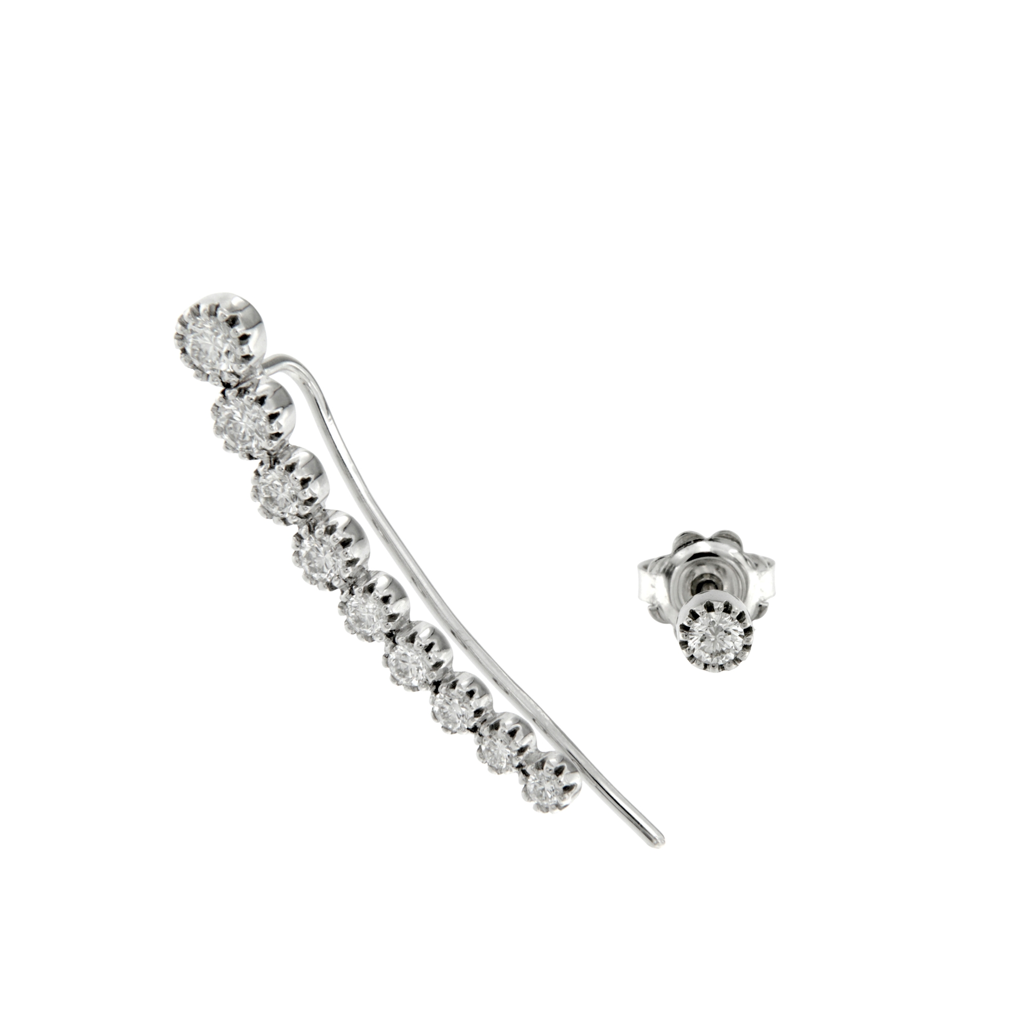 Orecchini oro bianco asimmetrici con brillanti asimmetric earrings diamonds sconto discount