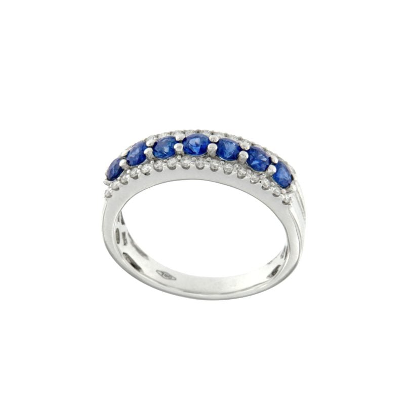 Anello Bon Ton oro bianco diamanti e zaffiri ring in white gold with diamonds and sapphires sconto discount