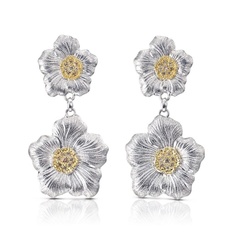 Orecchini Pendenti Gardenia diamanti brown diamonds earrings sconto discount