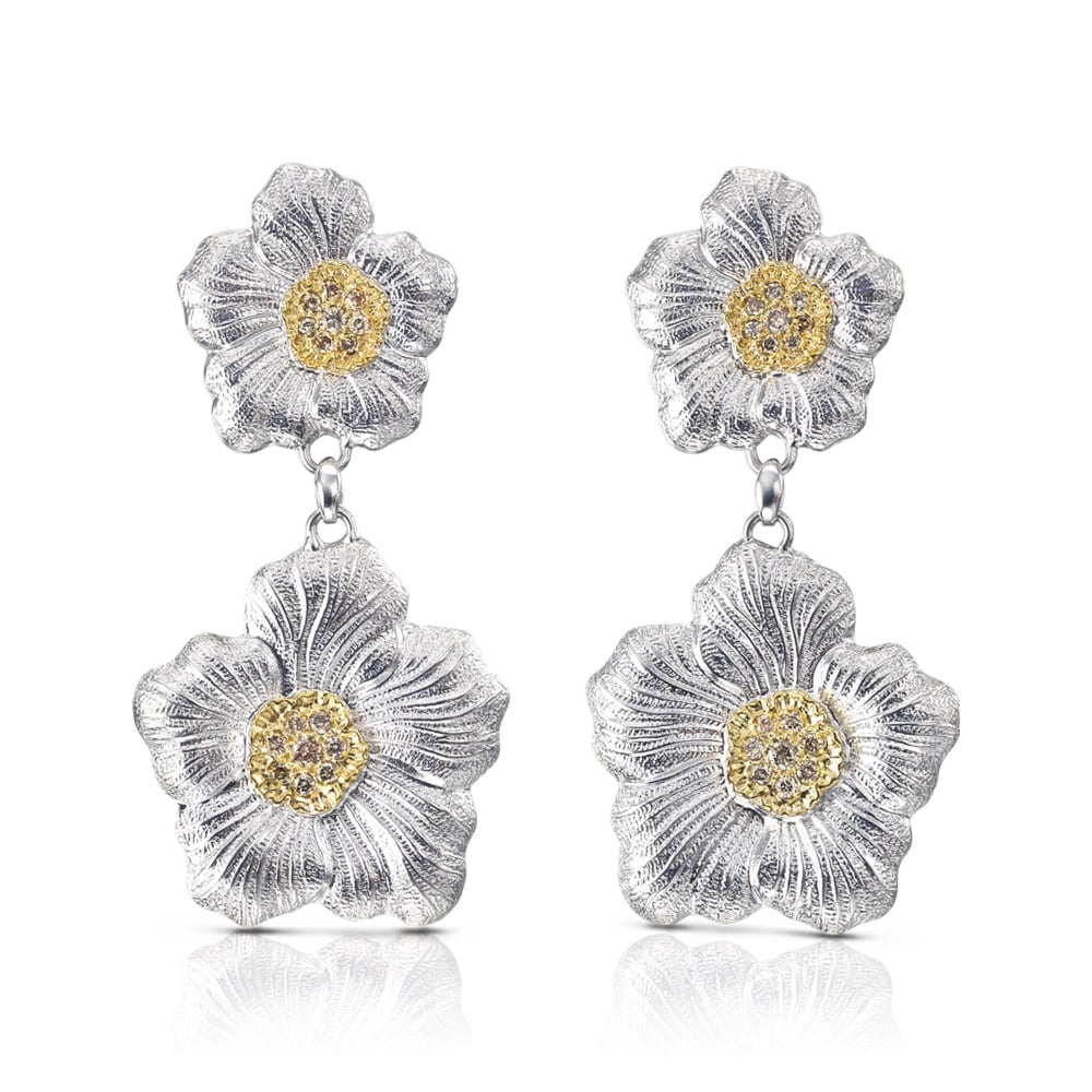 Orecchini Pendenti Gardenia diamanti brown diamonds earrings sconto discount