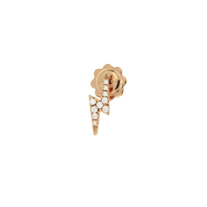 monorecchino fulmine oro rosa diamanti Rose gold diamonds lightning single earring
