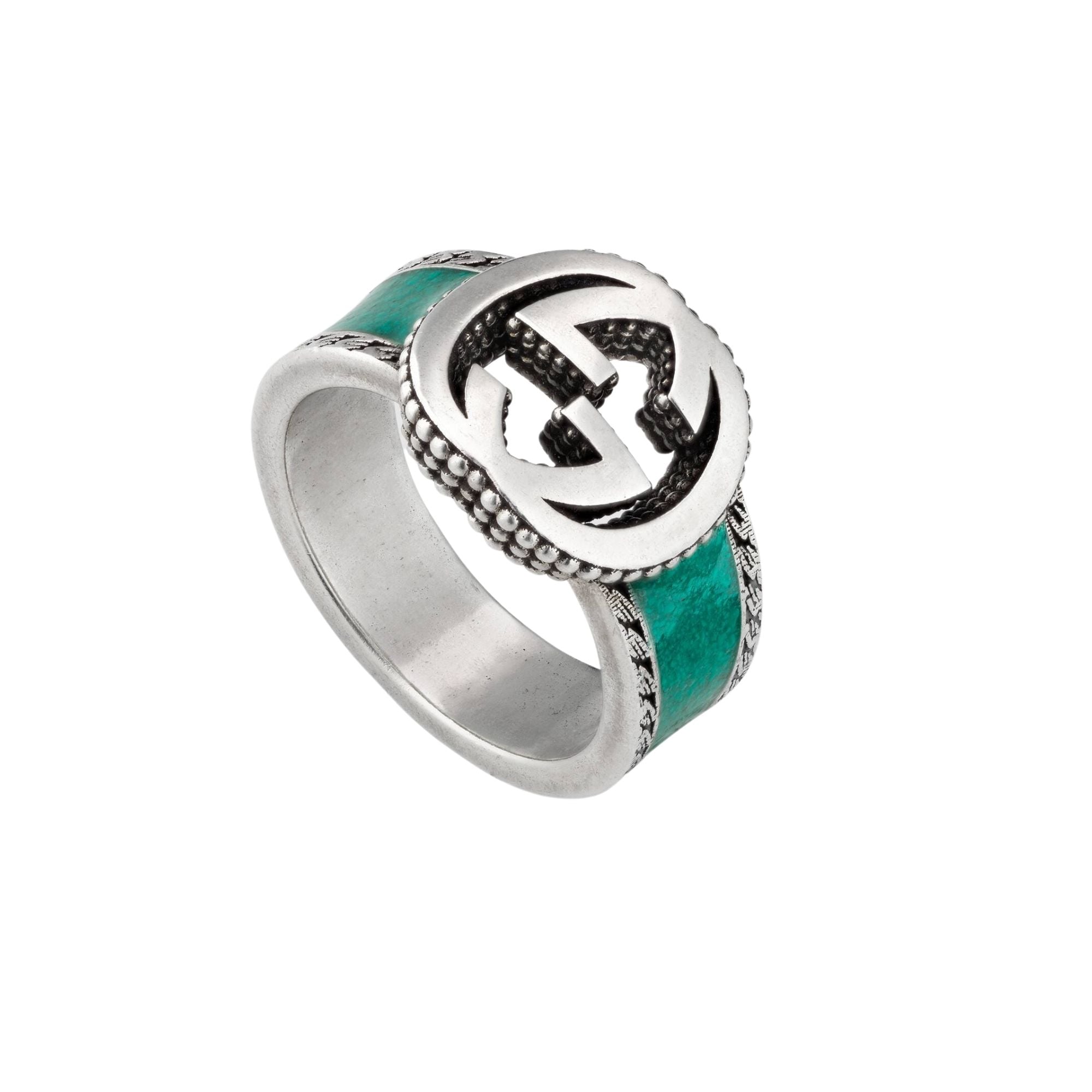 Chevalier interlockin Gucci ring anello smalto turchese enamel torquise